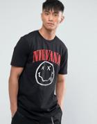 Asos Nirvana Relaxed Band T-shirt With Face Print - Black