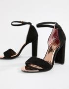 Ted Baker Black Suede Barely There Block Heeled Sandals - Black