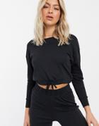 Dorina Supima Cotton Lounge Sweatshirt With Drawstring Waist In Black