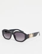Pieces Vintage Style Sunglasses In Black With Gold Arm Detail