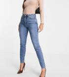 Vero Moda Tall Brenda Straight Leg Jeans In Mid Blue-black