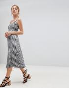 Hollister 90's Button Thru Gingham Midi Dress - Multi