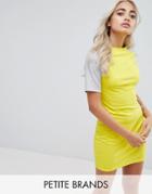 Daisy Street Petite Mini Dress With Contrast Sleeves - Yellow