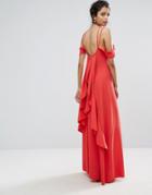 Boohoo Ruffle Back Maxi Dress - Red