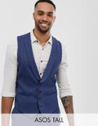 Asos Design Tall Wedding Skinny Suit Suit Vest In Petrol Blue Twill - Blue