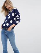 Asos Sweater With Spots - Navy