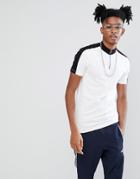 Asos Muscle Fit Turtleneck T-shirt With Zip And Contrast Panels - White