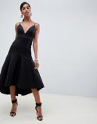 Asos Design Sweetheart Midi Dress With Pephem - Black