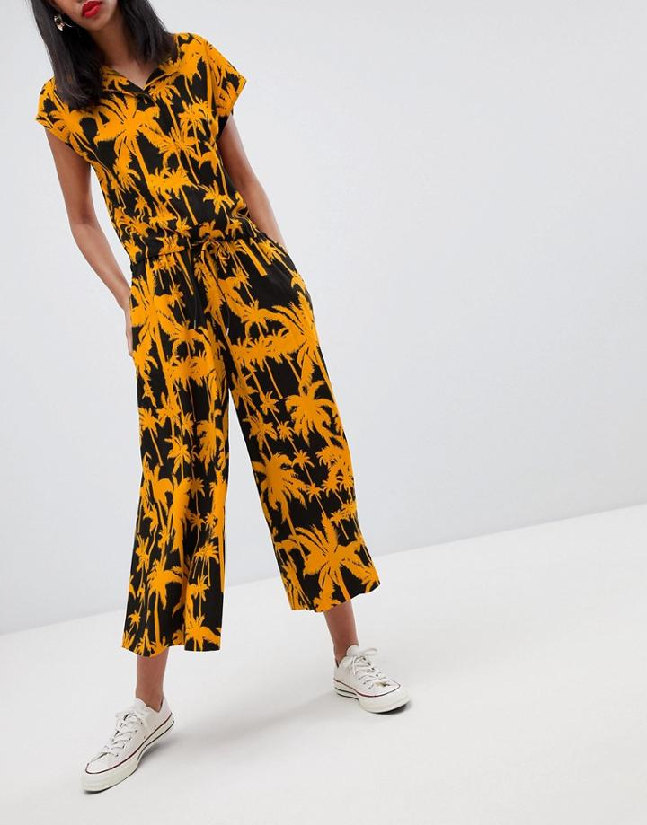 Weekday Wide Leg Pants With Palm Print - Multi