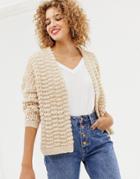 Only Chunky Knit Cardigan-beige