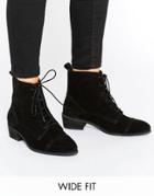 Asos Aurora Wide Fit Suede Lace Up Boots - Black