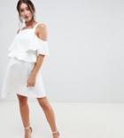 Asos Design Maternity High Neck Ruffle Skater Dress - White