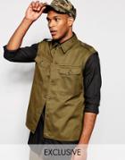 Reclaimed Vintage Sleeveless Military Shirt - Khaki