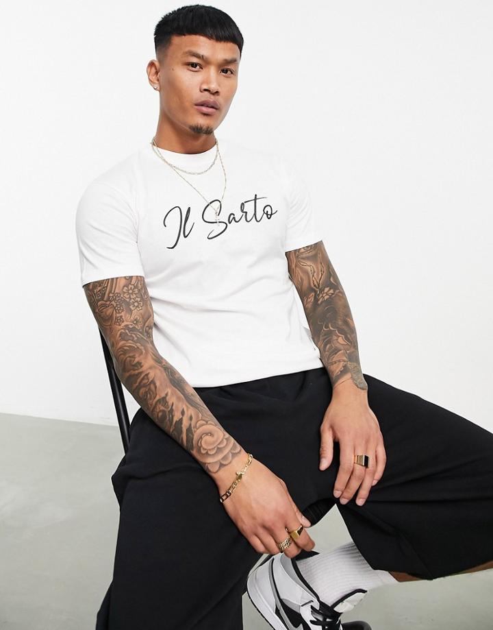 Il Sarto Script Slim Fit T-shirt In White
