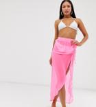 Asos Design Tall Neon Pink Beach Sarong With Ruching