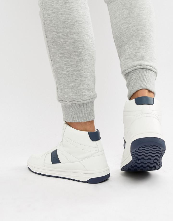 Asos Design Retro High Top Sneakers In White - White