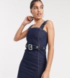 Collusion Zip Through Denim Dress With Belt Detail-black
