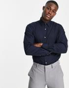 French Connection Skinny Fit Stretch Poplin Shirt In Navy