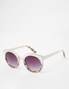Asos Kitten Sunglasses With Metal Sandwich Detail And Nose Bridge - White
