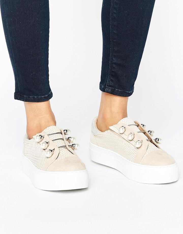Kg By Kurt Keiger Orla Nude Leather Sneakers - Pink