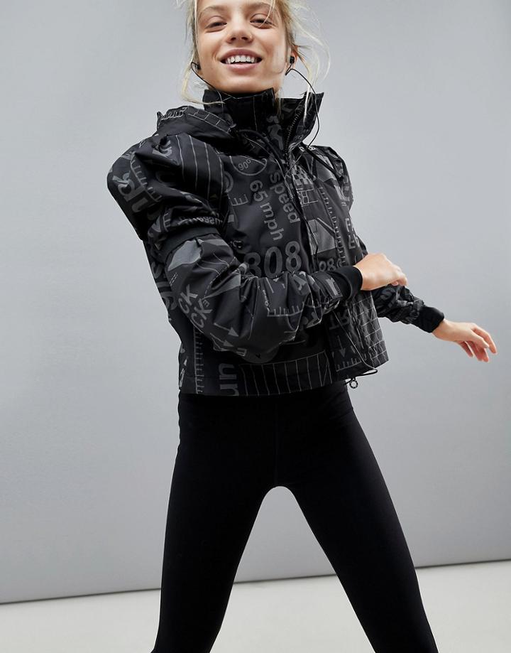 Asos 4505 Running Jacket In Reflective Print And Puff Sleeve Detail - Black