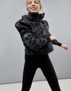 Asos 4505 Running Jacket In Reflective Print And Puff Sleeve Detail - Black