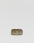 Icon Brand Premium Band Ring With Engraved Pattern - Gold