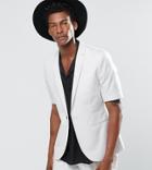 Religion Slim Blazer In Pale Gray With Short Sleeve - Gray