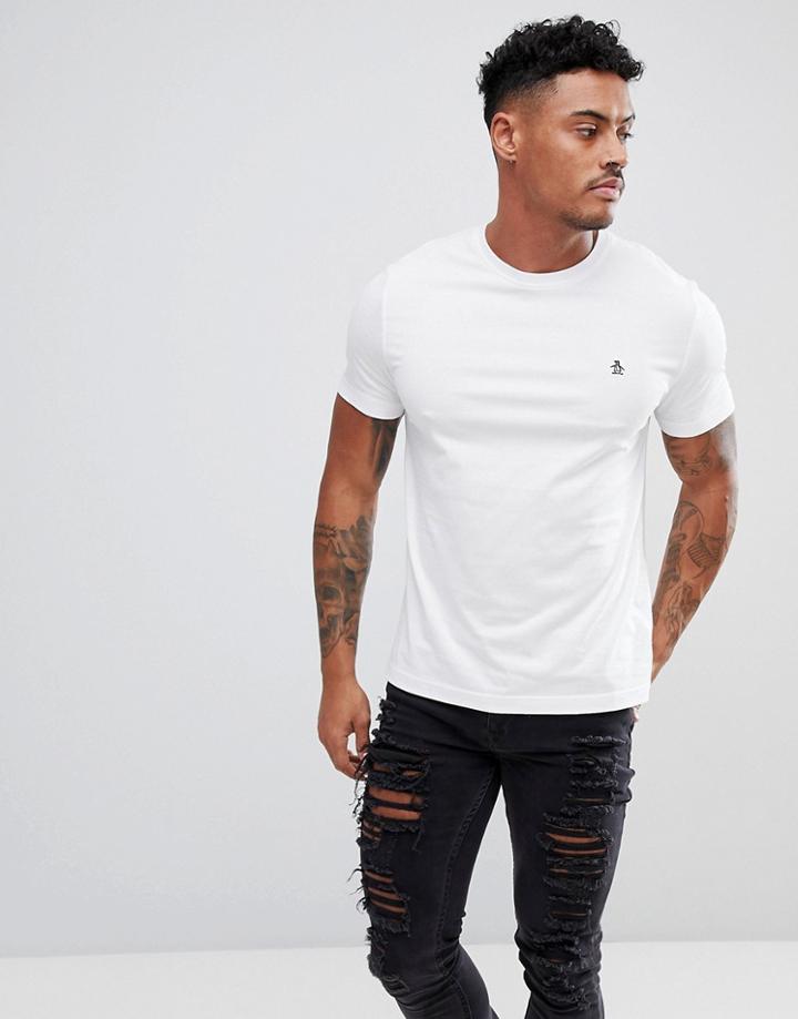 Original Penguin Small Logo T-shirt Slim Fit In White