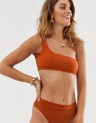 Pukas Strap Band Bikini Top In Textured Orange - Orange
