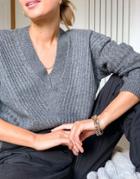 Only Vivia Long Sleeve Knit Sweater In Gray-grey