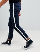 Discriver Island Skinny Chinos With Taping In Navy - Navy