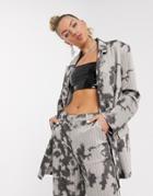 Jaded London Oversized Slouch Blazer In Distressed Tie-dye Two-piece-multi