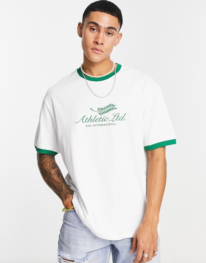 Bershka Collegiate Print T-shirt In White
