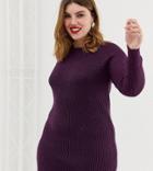 Brave Soul Plus Madison Sweater Dress - Purple