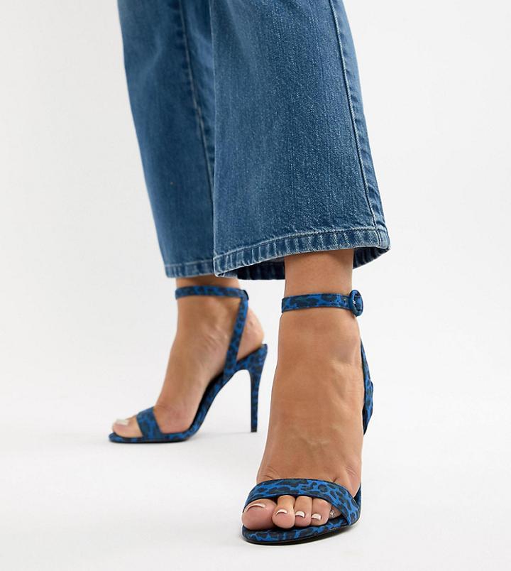 New Look Wide Fit Leopard Print Heeled Sandal - Brown