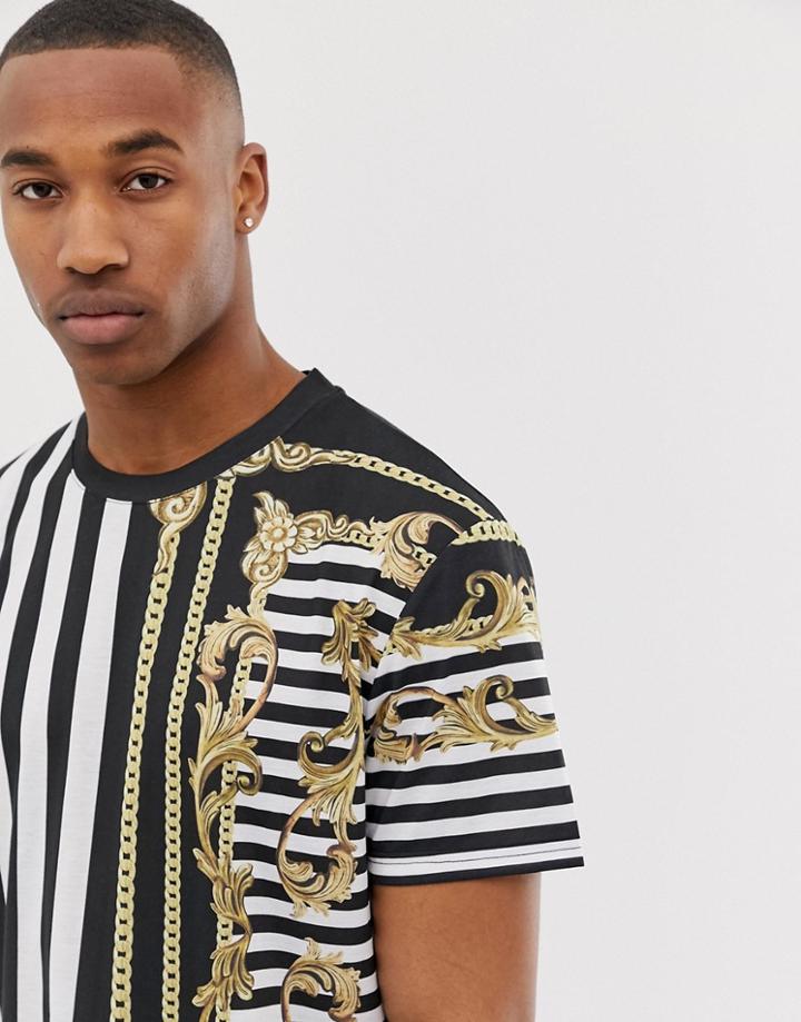 Urban Threads T-shirt In Baroque Print - Multi