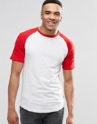 Jack & Jones T-shirt With Contrast Raglan Sleeves - Red