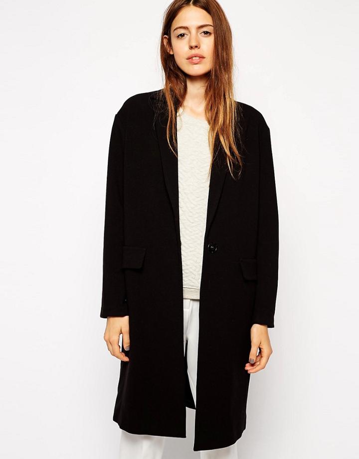 Asos Midi Coat In Bonded Fabric - Mink $48.00