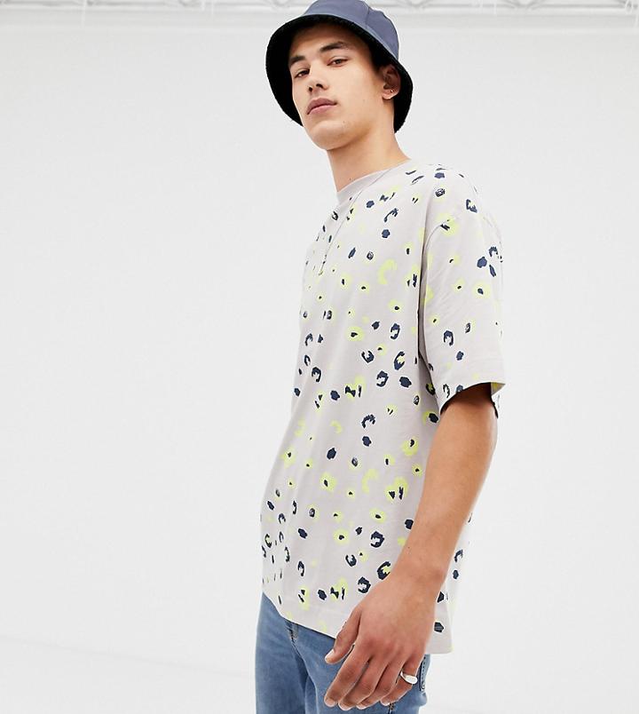 Collusion Tall T-shirt In Bright Leopard Print - Multi