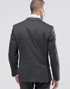 Ben Sherman Camden Super Skinny Suit Jacket In Charcoal Overcheck - Gray
