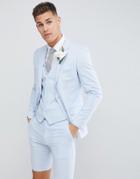 French Connection Wedding Linen Slim Fit Suit Jacket-blue