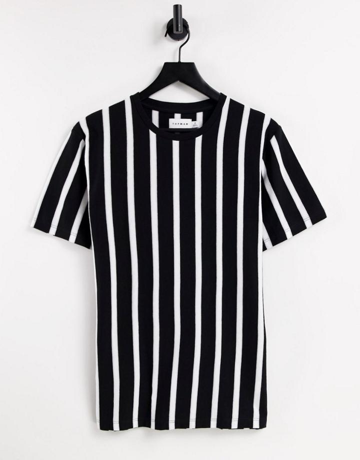 Topman Classic Fit T-shirt Vertical Stripe In Black And White-multi