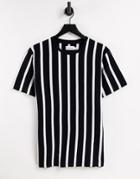 Topman Classic Fit T-shirt Vertical Stripe In Black And White-multi