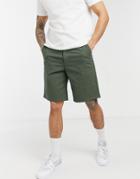 Asos Design Relaxed Skater Shorts In Khaki-green