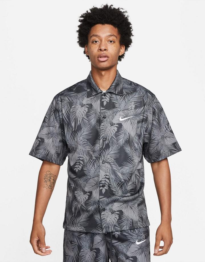 Nike Digital Tropical Pack All Over Print Mesh Shirt In Gray-grey