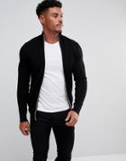 Kronstadt Bold Zip Through Knitted Cardigan - Black