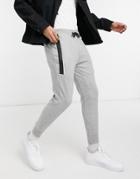 Pull & Bear Sweatpants With Contrast Zips In Gray-grey