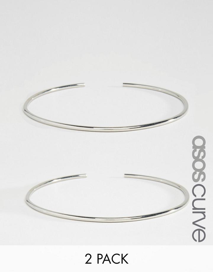Asos Curve Pack Of 2 Fine Arm Cuffs - Rhodium