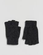 Glen Lossie Lambswool Fingerless Gloves In Charcoal - Gray
